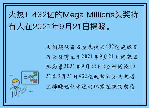 火热！432亿的Mega Millions头奖持有人在2021年9月21日揭晓。